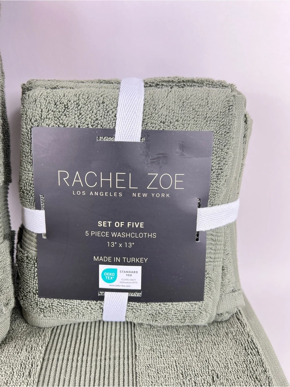 Rachel Zoe Bath Towel Set Dark Green Plush !00% Cotton Made in Turkey 9 Pc NEW